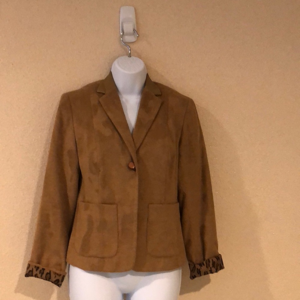 FINITY STUDIO NWT Leather Collared Tan Blazer sz 2